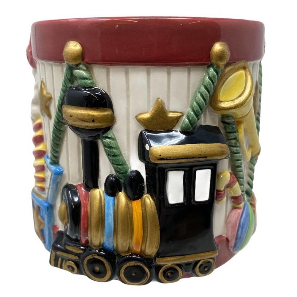 Fitz & Floyd Christmas Drum Toy‎ Train Teddy Bear Wreath Candy Decorated Candle